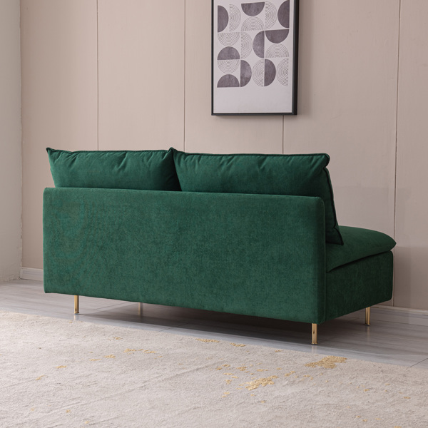 现代无扶手双人沙发，无扶手长沙发，绿色棉亚麻 - 59.8 英寸-2
