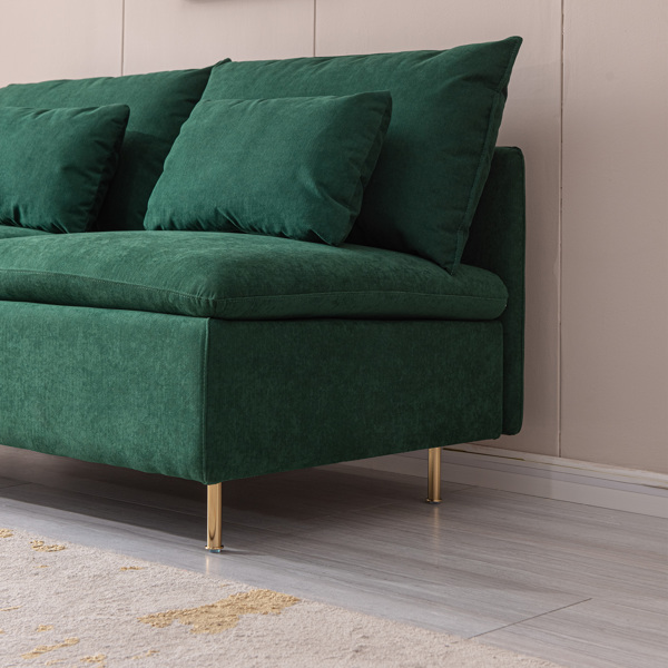 现代无扶手双人沙发，无扶手长沙发，绿色棉亚麻 - 59.8 英寸-7