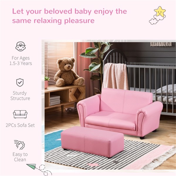 儿童脚凳沙发套装-粉色-7