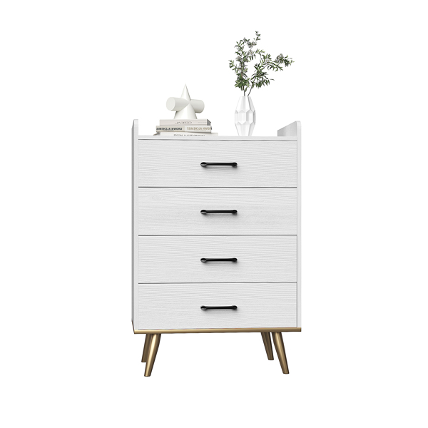 [] 4-Drawer Cabinet, Veneered Fabric Drawer Storage Cabinet, White-4