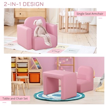  二合一多功能儿童沙发 -粉色