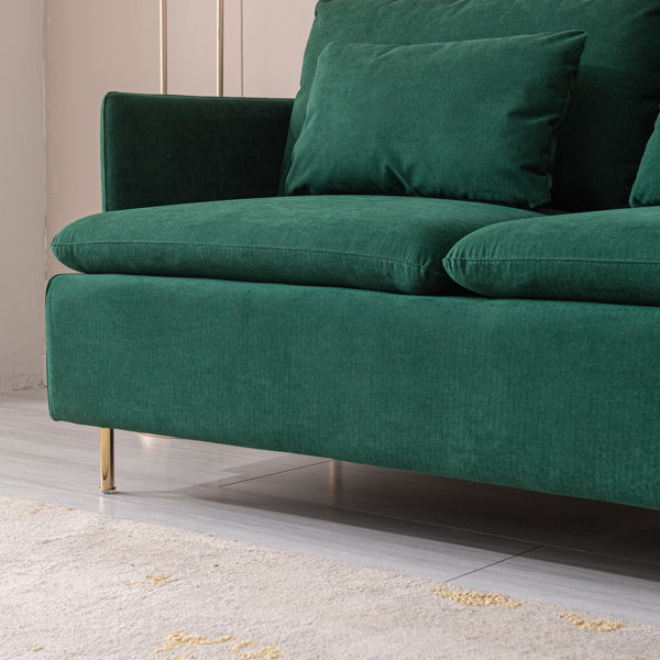 现代软垫双人沙发，客厅沙发 ，小户型沙发翠绿棉亚麻---63.8 英寸-8