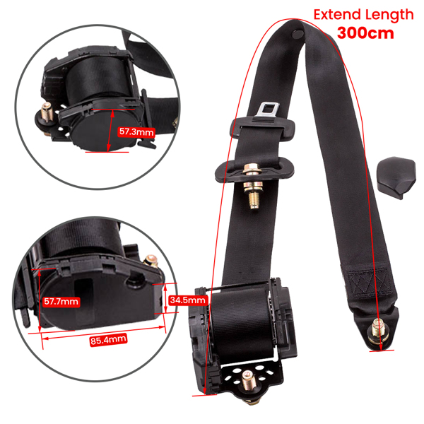 2只3点式可调节通用安全带 Retractable Adjustable Shoulder Seat Belt Universal 3 Point Safety Belts -11