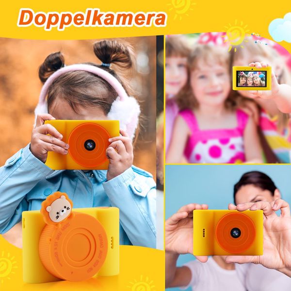 儿童数码相机， 3英寸触摸屏， 前后双摄像头，48MP1080P， 小狮子形 【周末无法发货，谨慎下单】-6