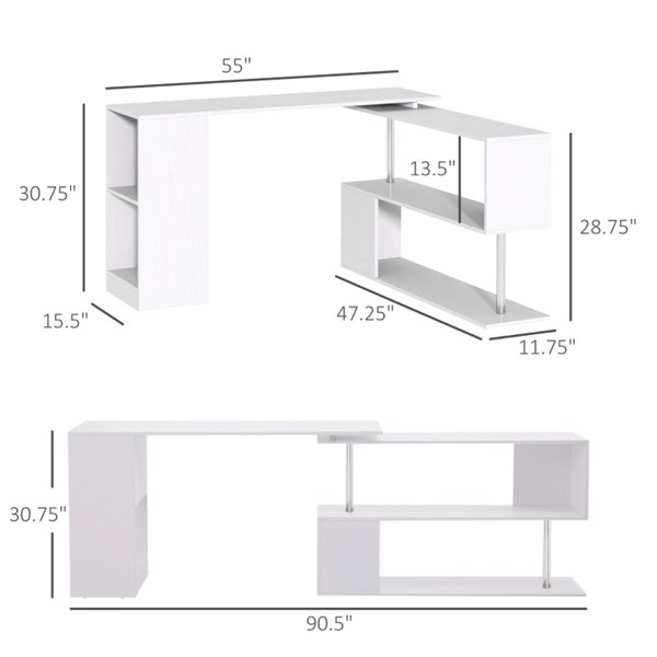 L-白色电脑桌 （Swiship-发货）（WalMart禁售）-5
