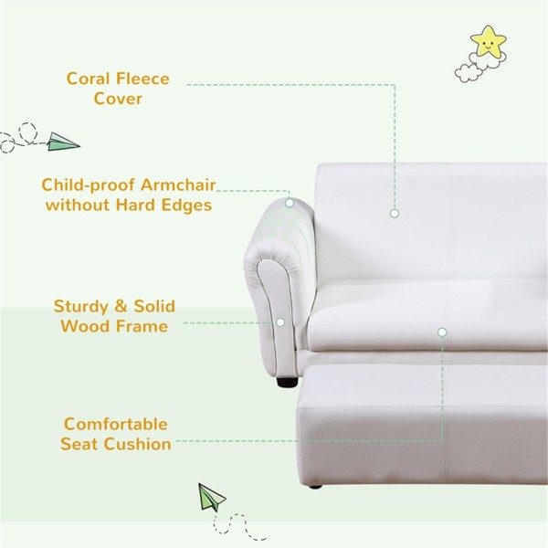 儿童脚凳沙发套装-白色-10