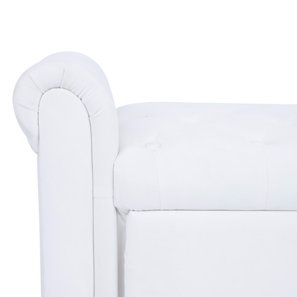 米白色，多功能收纳储物沙发凳，绒布带扶手-6