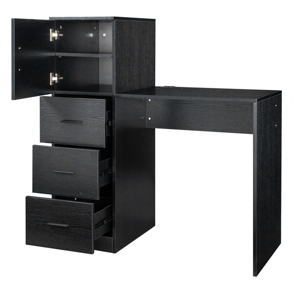  黑色浮雕 刨花板贴三胺 H型 104.5*49*120cm 一门三抽 电脑桌 2个USB 2个电源插 S001-15