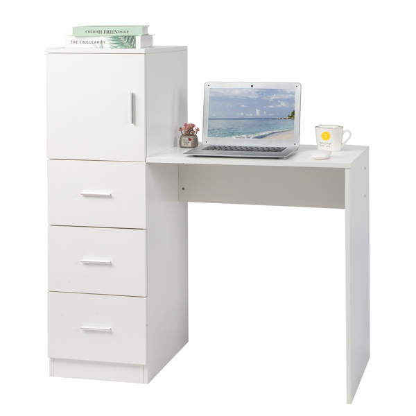  白色浮雕 刨花板贴三胺 H型 104.5*49*120cm 一门三抽 电脑桌 2个USB 2个电源插 S001-22