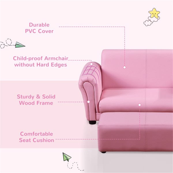 儿童脚凳沙发套装-粉色-4