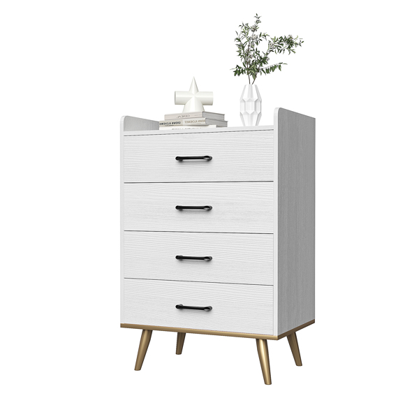 [] 4-Drawer Cabinet, Veneered Fabric Drawer Storage Cabinet, White-6