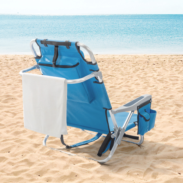  25* 25*32in 蓝色 沙滩椅 牛津布 银白色铝管 100.00kg 矮款 N001-7