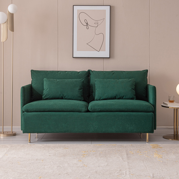 现代软垫双人沙发，客厅沙发 ，小户型沙发翠绿棉亚麻---63.8 英寸-3