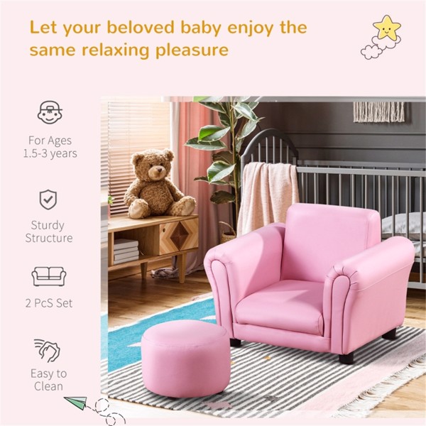 儿童脚凳沙发套装-粉色 （Swiship-发货）（WalMart禁售）-1