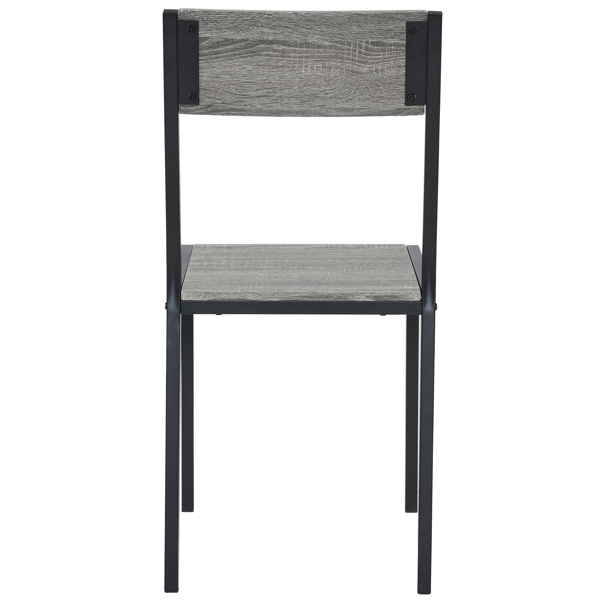 拆装 MDF 黑色铁管 灰色 餐桌椅套装 1桌1长凳2椅 长方形-15