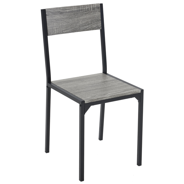 拆装 MDF 黑色铁管 灰色 餐桌椅套装 1桌1长凳2椅 长方形-12