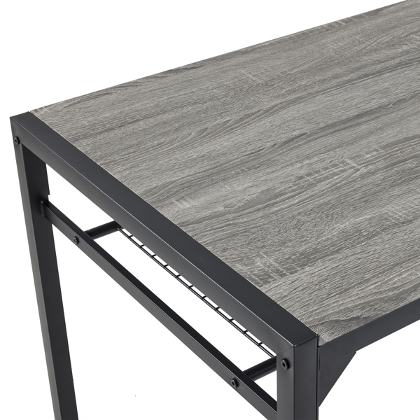 拆装 MDF 黑色铁管 灰色 餐桌椅套装 1桌1长凳2椅 长方形-20