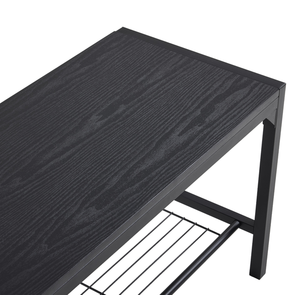 拆装 MDF 黑色铁管 黑色 餐桌椅套装 1桌1长凳2椅 长方形-8