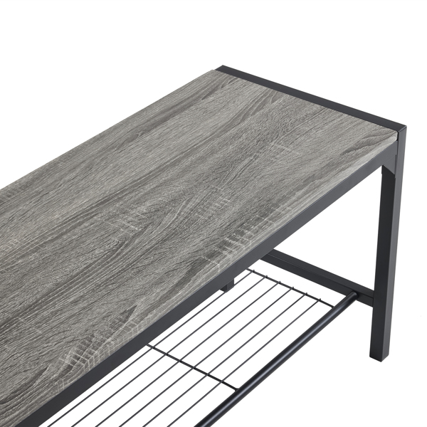 拆装 MDF 黑色铁管 灰色 餐桌椅套装 1桌1长凳2椅 长方形-9