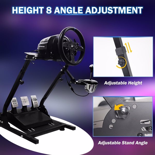Racing Wheel Stand, G920 Steering Wheel Stand Adjustable with Shifter Mount Holder, Wheel Stand Fits for Logitech G25 G27 G29 G923, Supporting Thrustmaster T300Rs T300Gt T150Rs Xbox PS4 PS5 PC-6