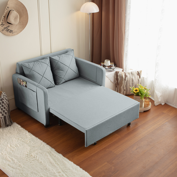 现代2合1沙发床，拉出沙发床，带2个枕头和2个侧面口袋，适用于任何小空间，客厅 卧室-5