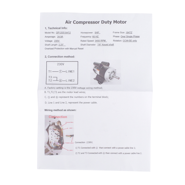 电机 5HP Air Compressor Motor 23378805 54421193 for Ingersoll Rand 230V 3450 Rpm-2
