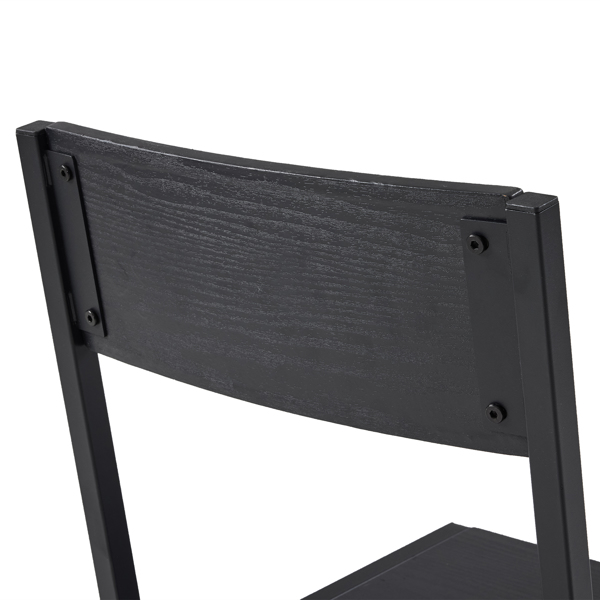 拆装 MDF 黑色铁管 黑色 餐桌椅套装 1桌1长凳2椅 长方形-16