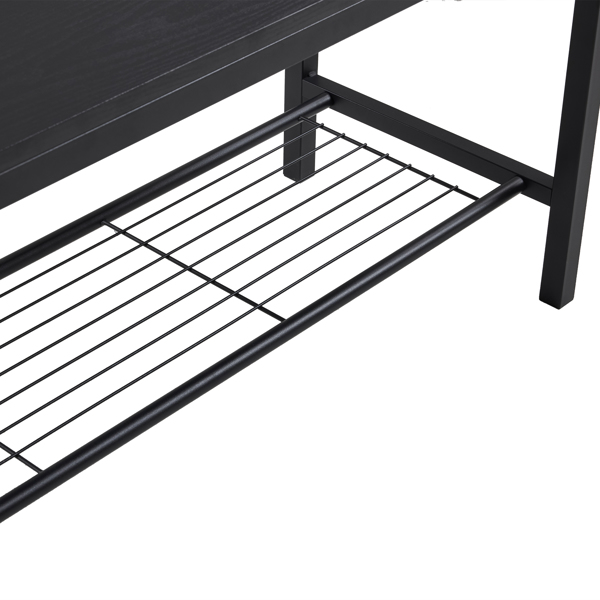 拆装 MDF 黑色铁管 黑色 餐桌椅套装 1桌1长凳2椅 长方形-9