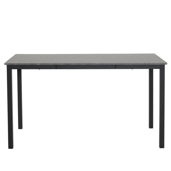  拆装 长方形带直脚 餐桌 MDF 灰色 桌面拼接 PVC大理石面 140*76*76cm N101-3