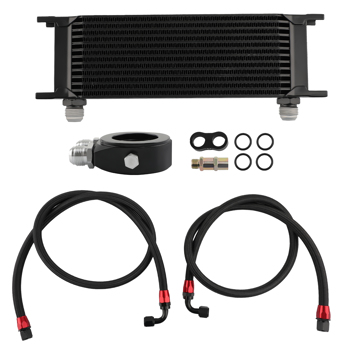 机油冷却器 Oil Lines 13 Row AN10 Engine Racing Trust Oil Cooler w/ Thermostat Oil Filter Adapter Kit