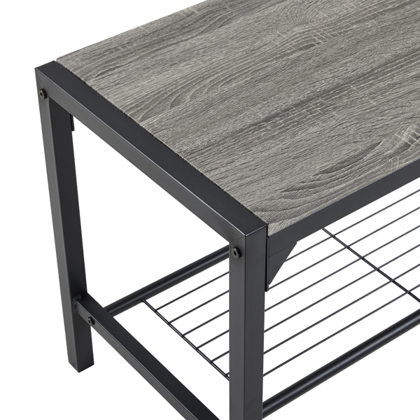 拆装 MDF 黑色铁管 灰色 餐桌椅套装 1桌1长凳2椅 长方形-8