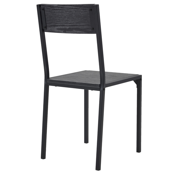 拆装 MDF 黑色铁管 黑色 餐桌椅套装 1桌1长凳2椅 长方形-17