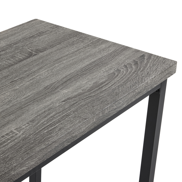 拆装 MDF 黑色铁管 灰色 餐桌椅套装 1桌1长凳2凳 长方形-17