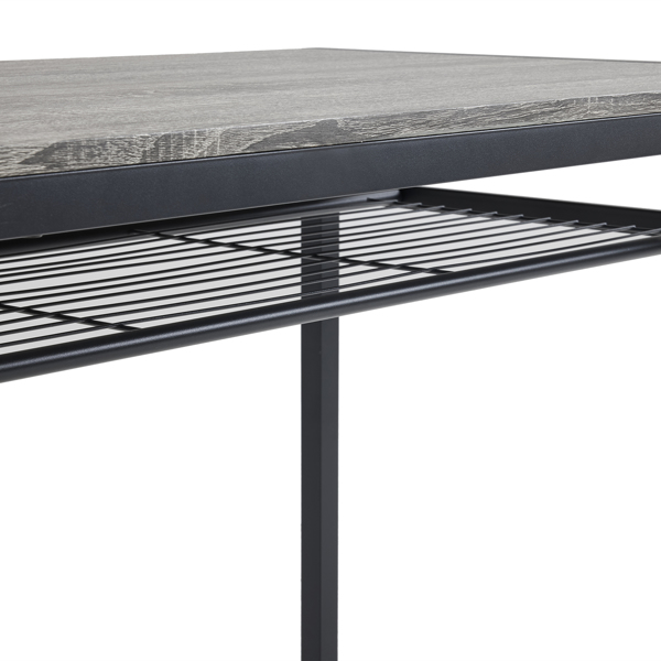 拆装 MDF 黑色铁管 灰色 餐桌椅套装 1桌1长凳2椅 长方形-22