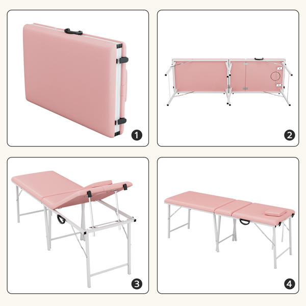 二折折叠美容床 粉色-5