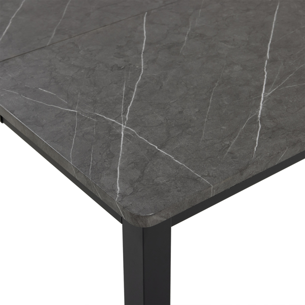  拆装 长方形带直脚 餐桌 MDF 灰色 PVC大理石面 120*76*76cm N101-9