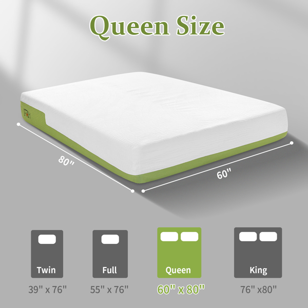  12 inch Queen 绿色边带 记忆棉 床垫 美国-2