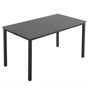  拆装 长方形带直脚 餐桌 MDF 灰色 桌面拼接 PVC大理石面 140*76*76cm N101