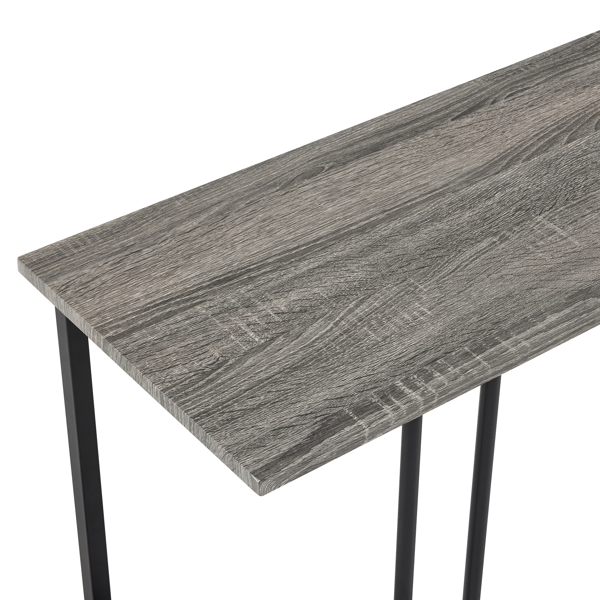 拆装 MDF 黑色铁管 灰色 餐桌椅套装 1桌1长凳2凳 长方形-10