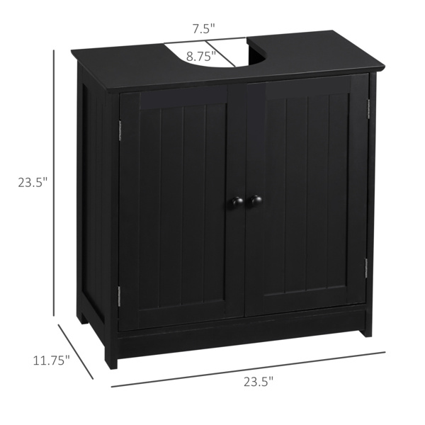 带2门和搁板的浴室柜 -黑色 AS （Swiship-发货）（WalMart禁售）-6