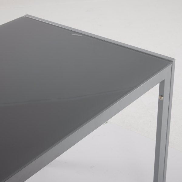  4人座 桌腿框架一体 方形桌腿 餐桌 钢化玻璃不锈钢 灰色 120*70*75cm N101-3