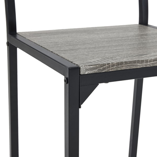 拆装 MDF 黑色铁管 灰色 餐桌椅套装 1桌1长凳2椅 长方形-16