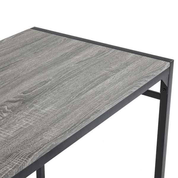 拆装 MDF 黑色铁管 灰色 餐桌椅套装 1桌1长凳2椅 长方形-19