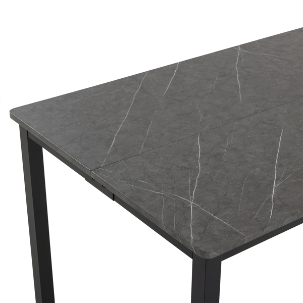  拆装 长方形带直脚 餐桌 MDF 灰色 桌面拼接 PVC大理石面 140*76*76cm N101-6