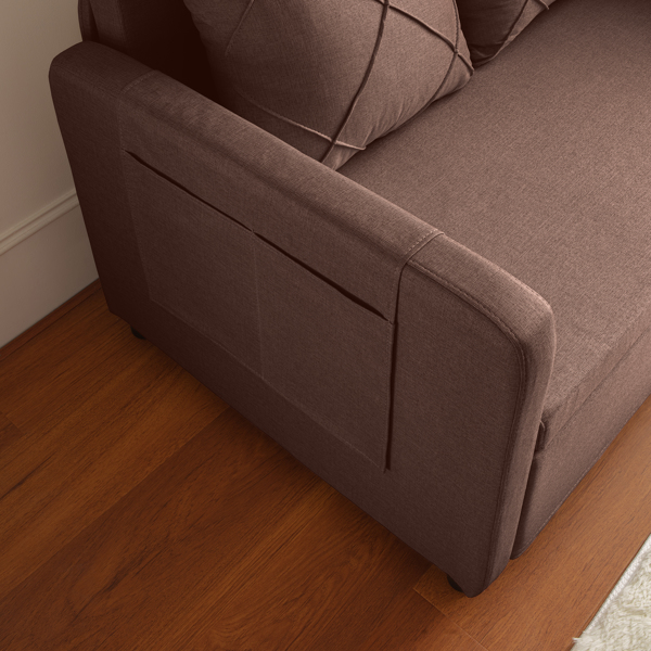 现代2合1沙发床，拉出沙发床，带2个枕头和2个侧面口袋，适用于任何小空间，客厅 卧室-8