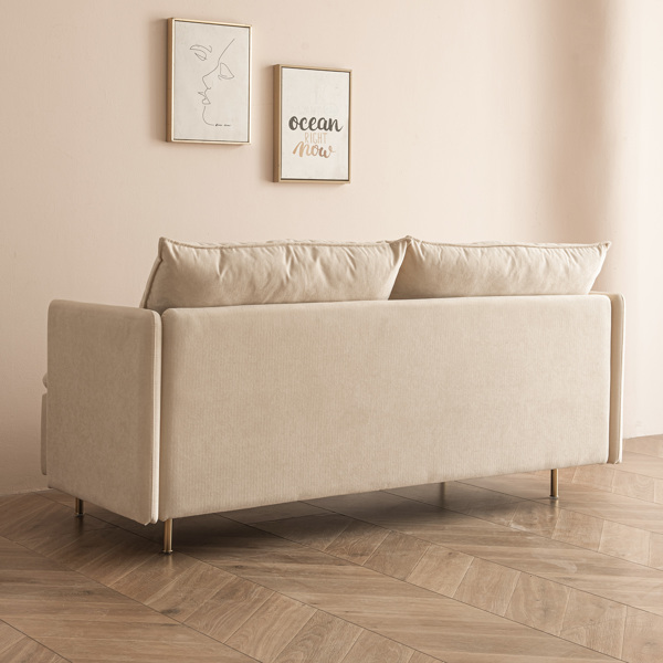 现代软垫双人沙发，客厅沙发 ，小户型沙发翠绿棉亚麻---63.8 英寸-4