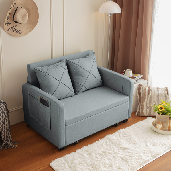 现代2合1沙发床，拉出沙发床，带2个枕头和2个侧面口袋，适用于任何小空间，客厅 卧室-2