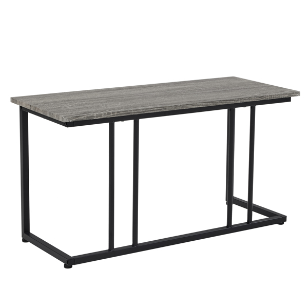 拆装 MDF 黑色铁管 灰色 餐桌椅套装 1桌1长凳2凳 长方形-7