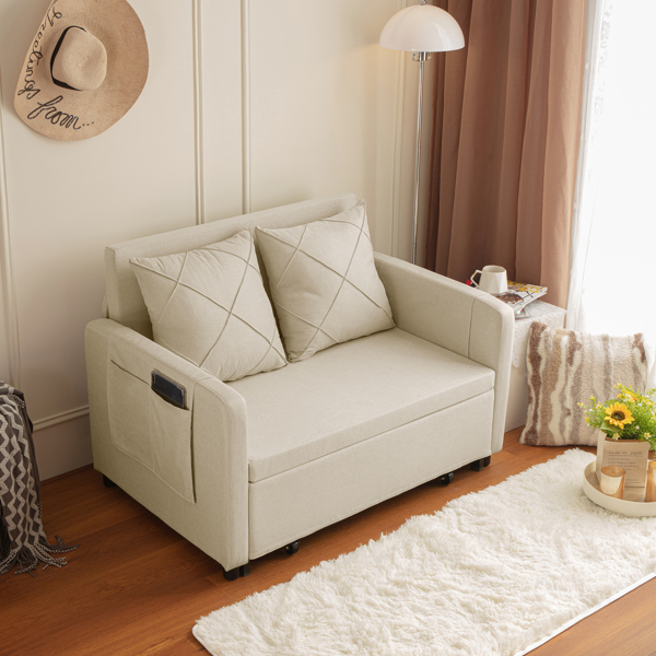 现代2合1沙发床，拉出沙发床，带2个枕头和2个侧面口袋，适用于任何小空间，客厅 卧室-6