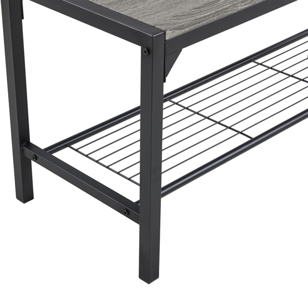 拆装 MDF 黑色铁管 灰色 餐桌椅套装 1桌1长凳2椅 长方形-7